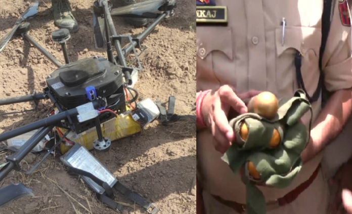 Drone carrying sticky bomb and grenade launcher shot down