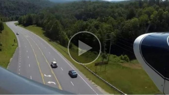 Plane landing on highway video